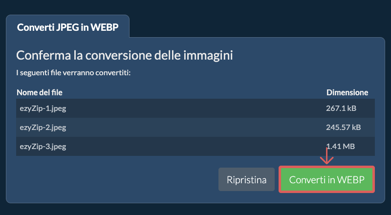 Converti in WEBP