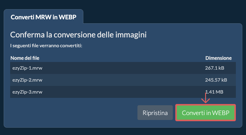 Converti in WEBP