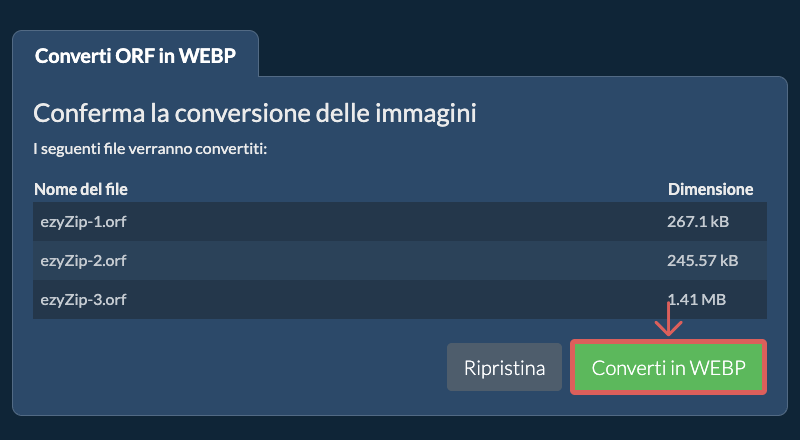 Converti in WEBP
