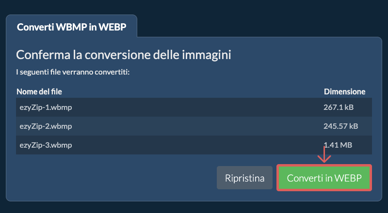 Converti in WEBP