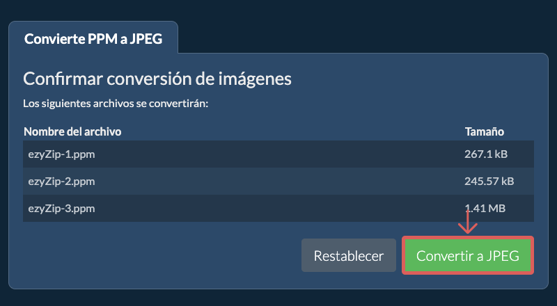 Convertir a JPEG