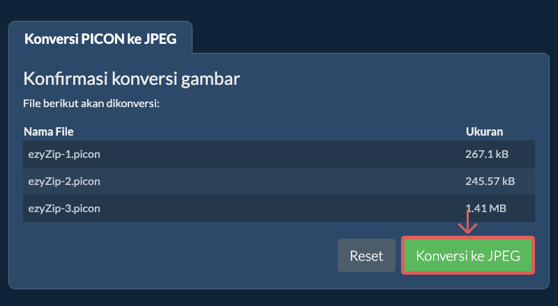Konversi ke JPEG