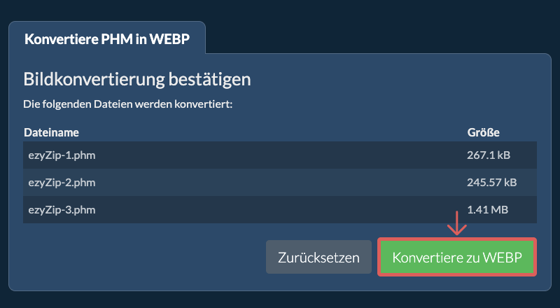 Konvertiere zu WEBP