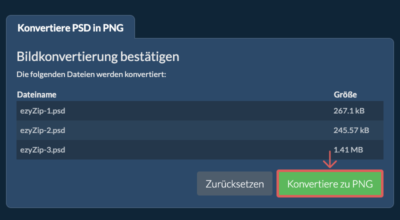 Konvertiere zu PNG