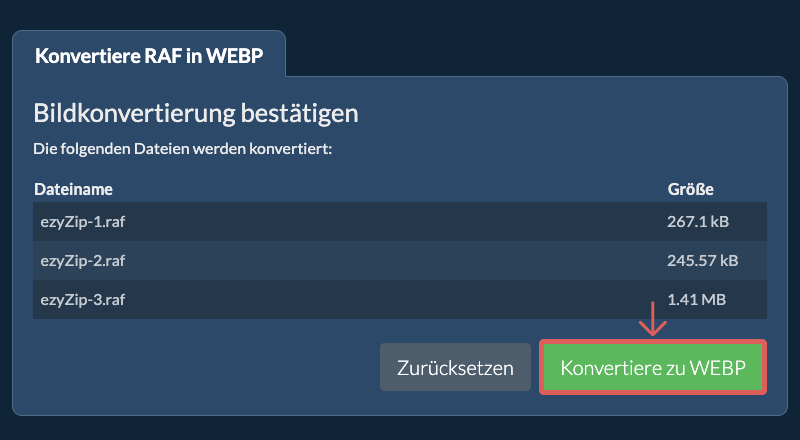 Konvertiere zu WEBP