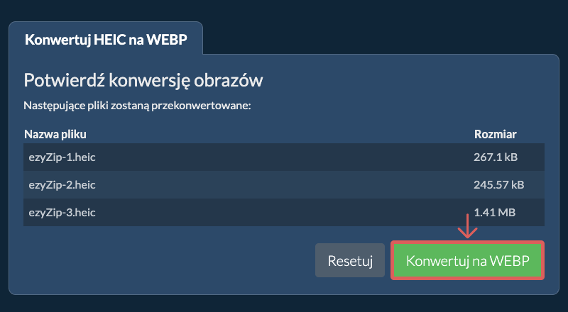 Konwertuj na WEBP