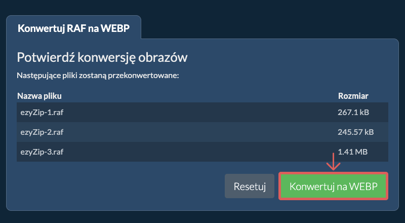 Konwertuj na WEBP