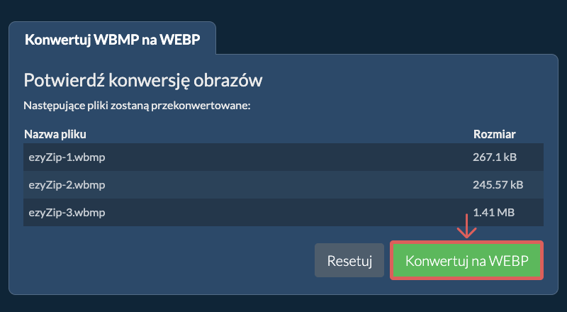 Konwertuj na WEBP
