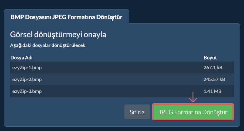 JPEG Formatına Dönüştür