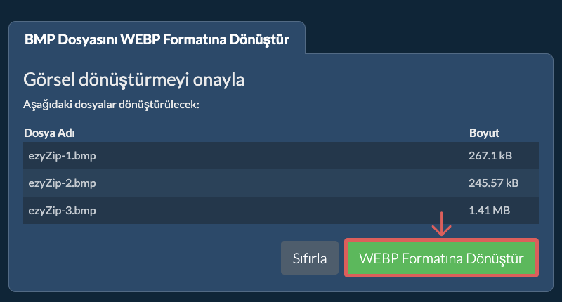 WEBP Formatına Dönüştür