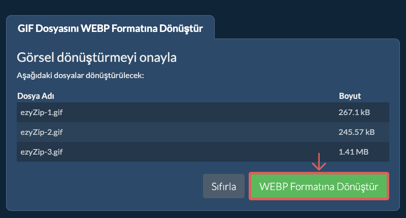 WEBP Formatına Dönüştür