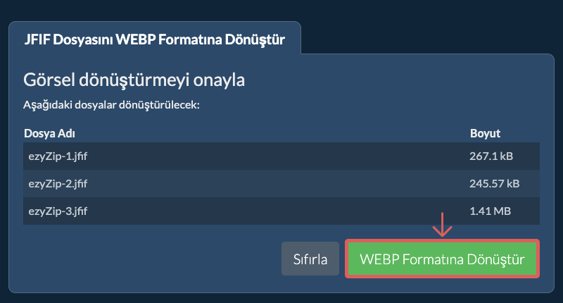 WEBP Formatına Dönüştür