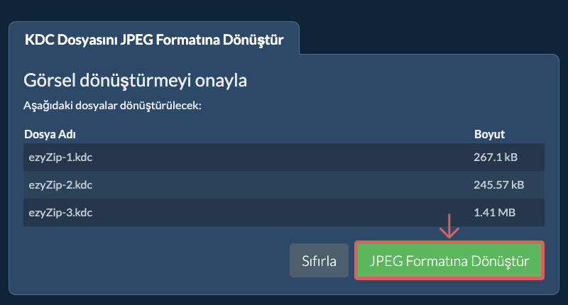 JPEG Formatına Dönüştür