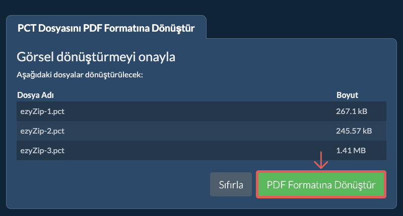 PDF Formatına Dönüştür