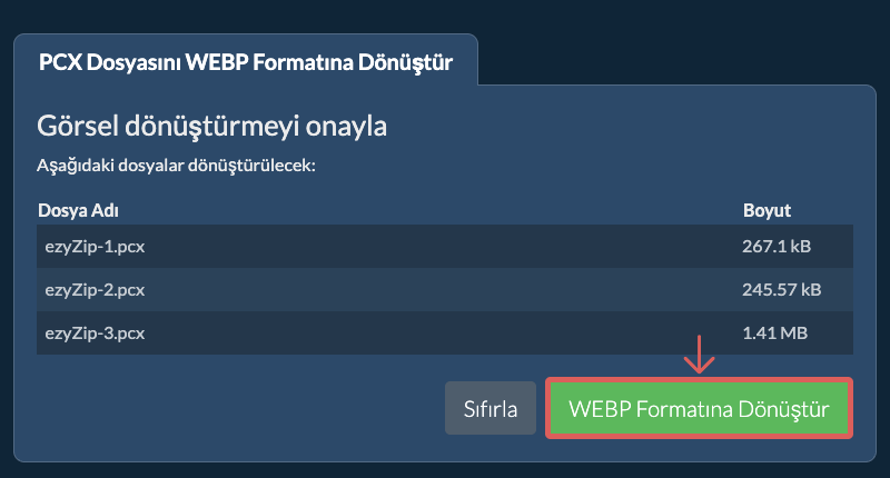 WEBP Formatına Dönüştür