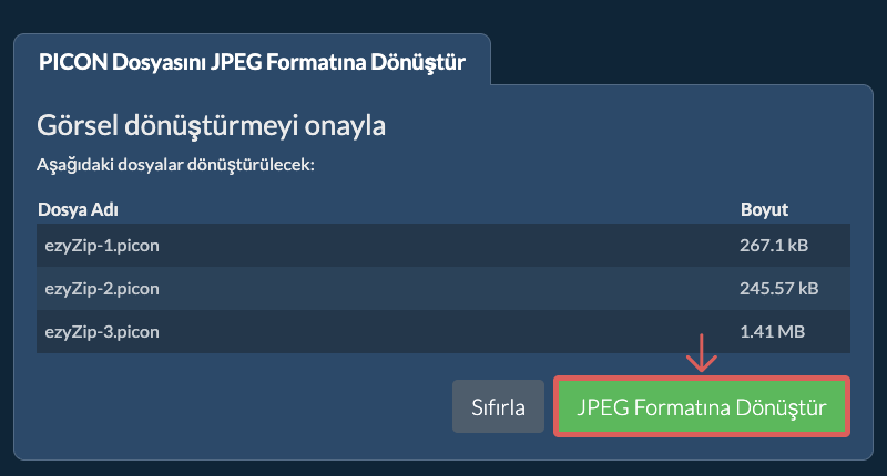 JPEG Formatına Dönüştür