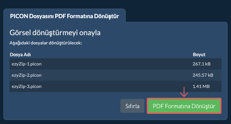 PDF Formatına Dönüştür