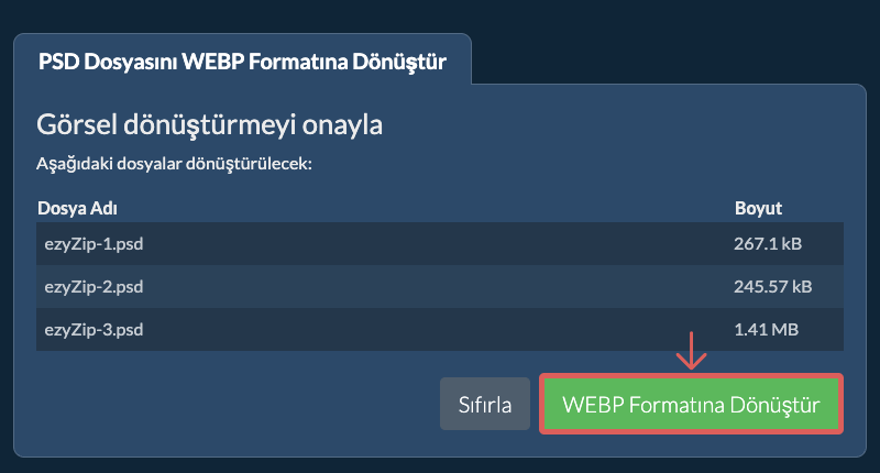 WEBP Formatına Dönüştür