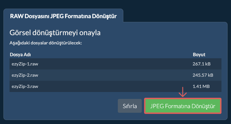 JPEG Formatına Dönüştür
