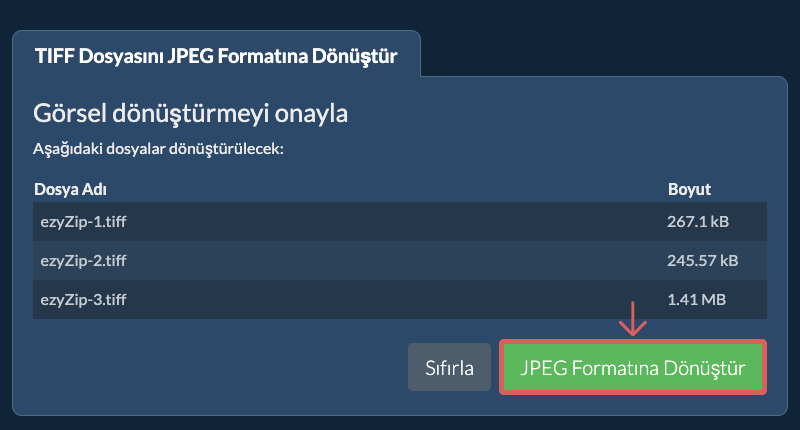 JPEG Formatına Dönüştür