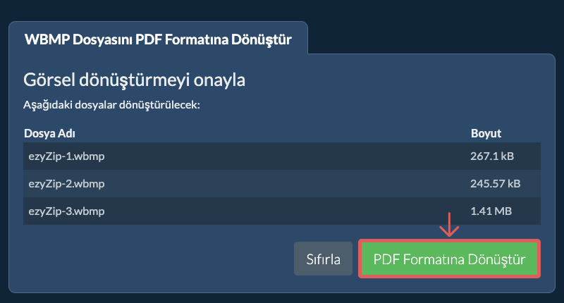 PDF Formatına Dönüştür