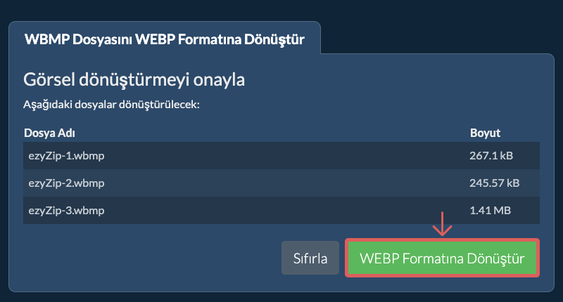 WEBP Formatına Dönüştür