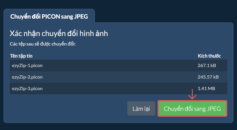 Chuyển đổi sang JPEG