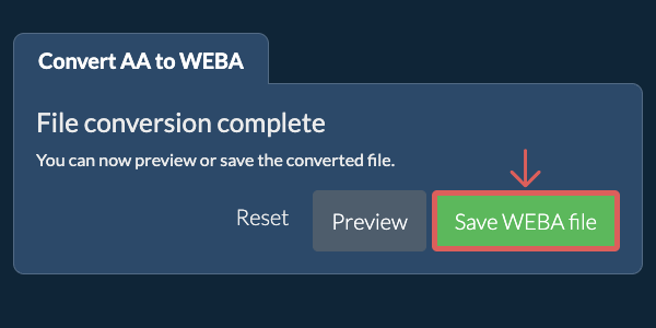Save WEBA file Convert to WEBA