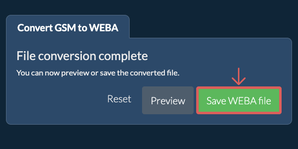 Save WEBA file Convert to WEBA