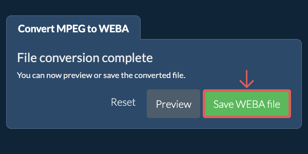 Save WEBA file Convert to WEBA