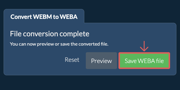 Save WEBA file Convert to WEBA