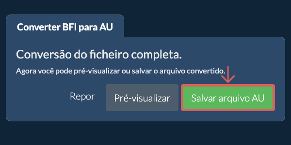 Salvar arquivo AU Converter em AU