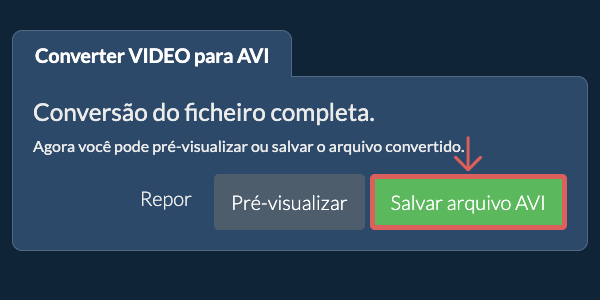 Salvar arquivo AVI Converter em AVI