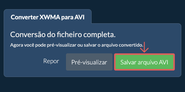 Salvar arquivo AVI Converter em AVI