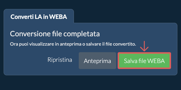 Salva file WEBA Converti in WEBA