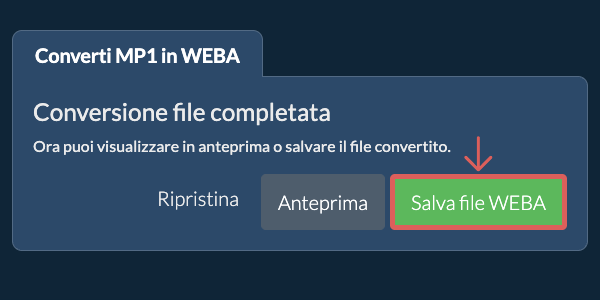 Salva file WEBA Converti in WEBA