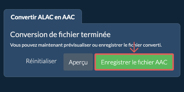 Enregistrer le fichier AAC Convertir en AAC