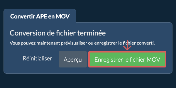 Enregistrer le fichier MOV Convertir en MOV