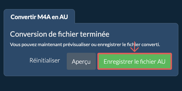 Enregistrer le fichier AU Convertir en AU