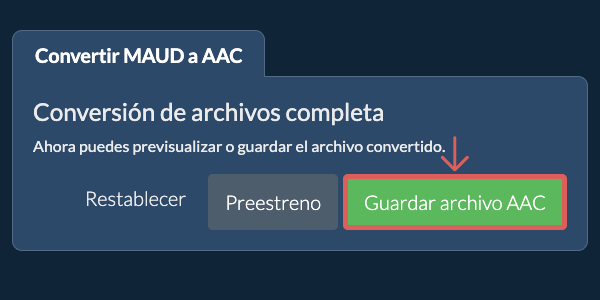 Guardar archivo AAC Convertir a AAC