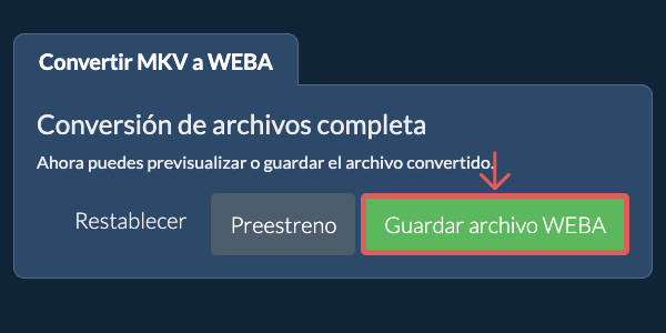Guardar archivo WEBA Convertir a WEBA