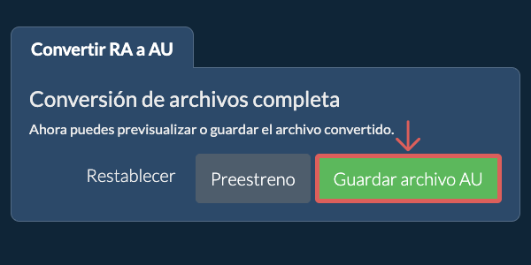 Guardar archivo AU Convertir a AU