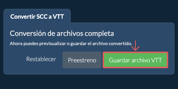 Guardar archivo VTT Convertir a VTT