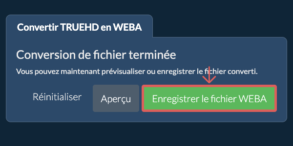 Enregistrer le fichier WEBA Convertir en WEBA