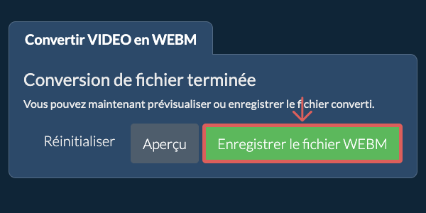Enregistrer le fichier WEBM Convertir en WEBM