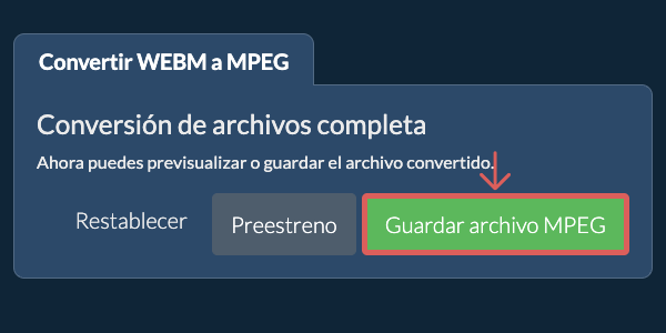 Guardar archivo MPEG Convertir a MPEG