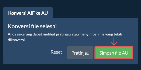 Simpan file AU Konversi ke AU