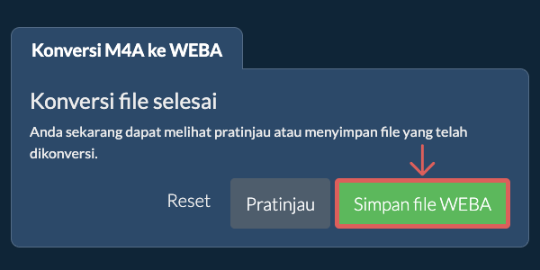Simpan file WEBA Konversi ke WEBA