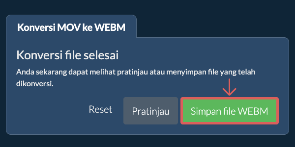 Simpan file WEBM Konversi ke WEBM