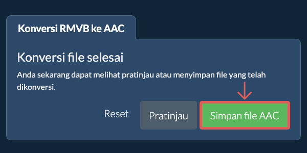 Simpan file AAC Konversi ke AAC